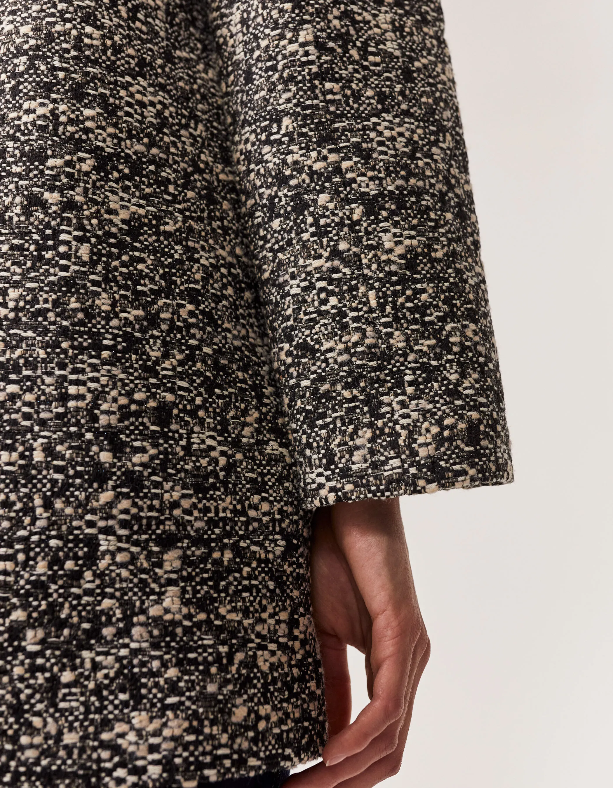 Manteau mi-long en mix coton laine capuche amovible femme