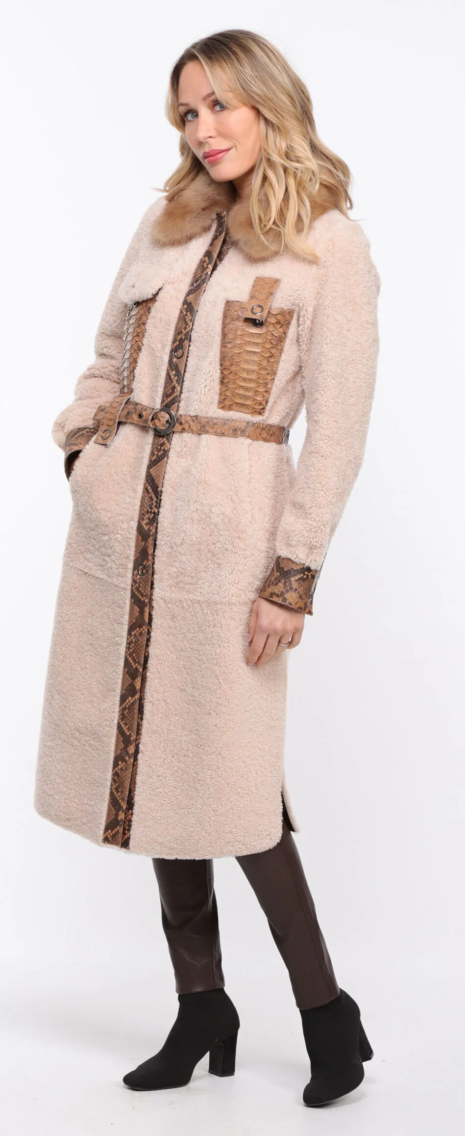 Manteau mouton femme ecru