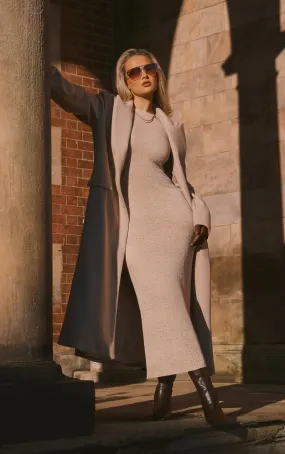 Manteau oversize effet laine avoine à épaules tombantes