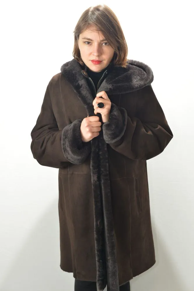 Manteau Peau Lain�e STEFANIA SARRE OC448 Marron