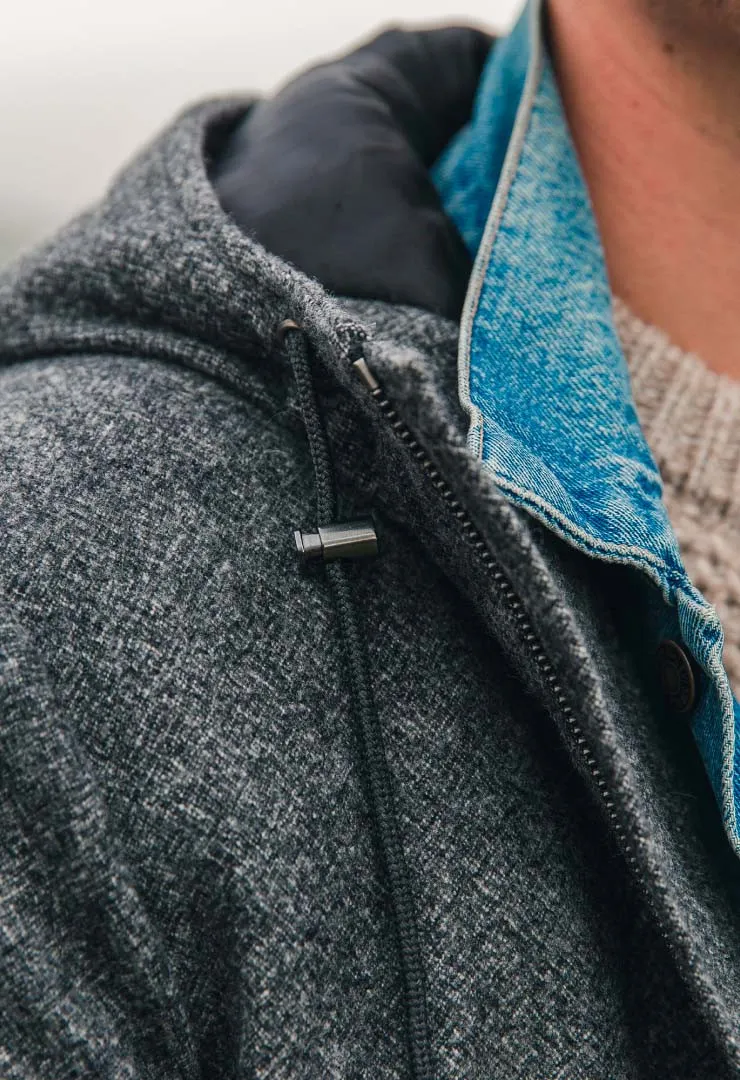 Manteau à capuche gris tout-terrain en laine - BonneGueule