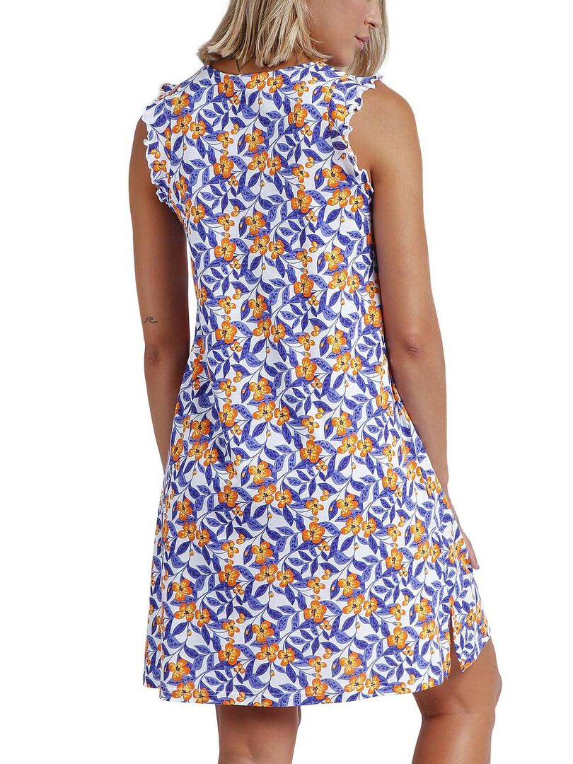 Nuisette Mauve And Orange Flowers - Violet