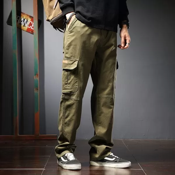 Pantalon cargo multipoches côté pour homme en coton