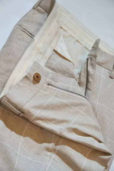 Pantalon LINCOLN beige à carreaux Couleur Beige Taille 38