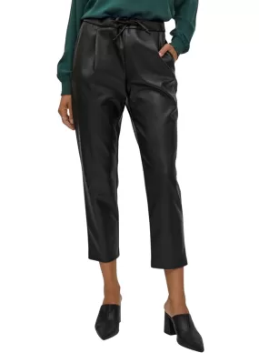 Pantalon Vila Vinille Similicuir pour Femme Noire