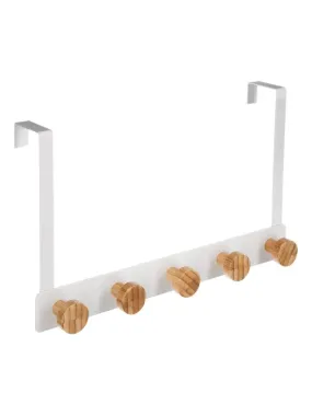Patère métal bambou 5 têtes pour porte blanc - Blanc