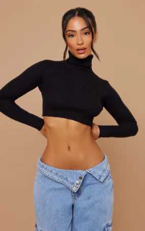 Petite Pull col roulé noir basique en maille