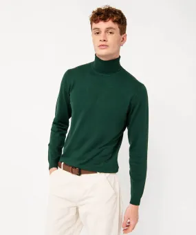 pull a col roule en maille fine homme vert pulls