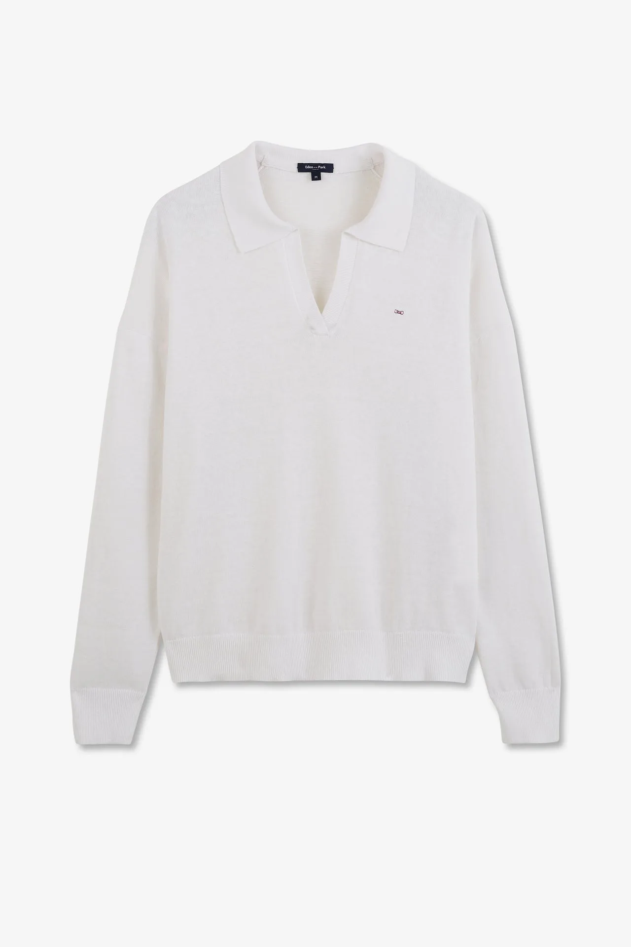 Pull blanc à col polo
