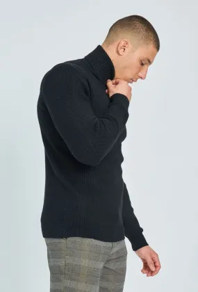 Pull col roulé maille cotelé