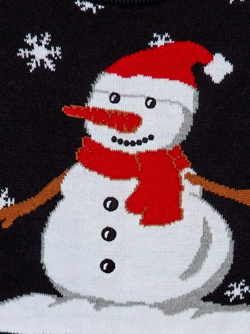 Pull de Noël avec bonhomme de neige - Bleu