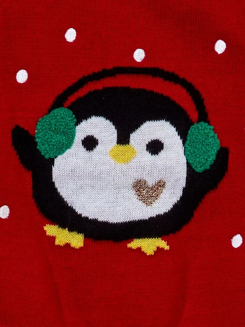 Pull en maille légère avec motif - Rouge
