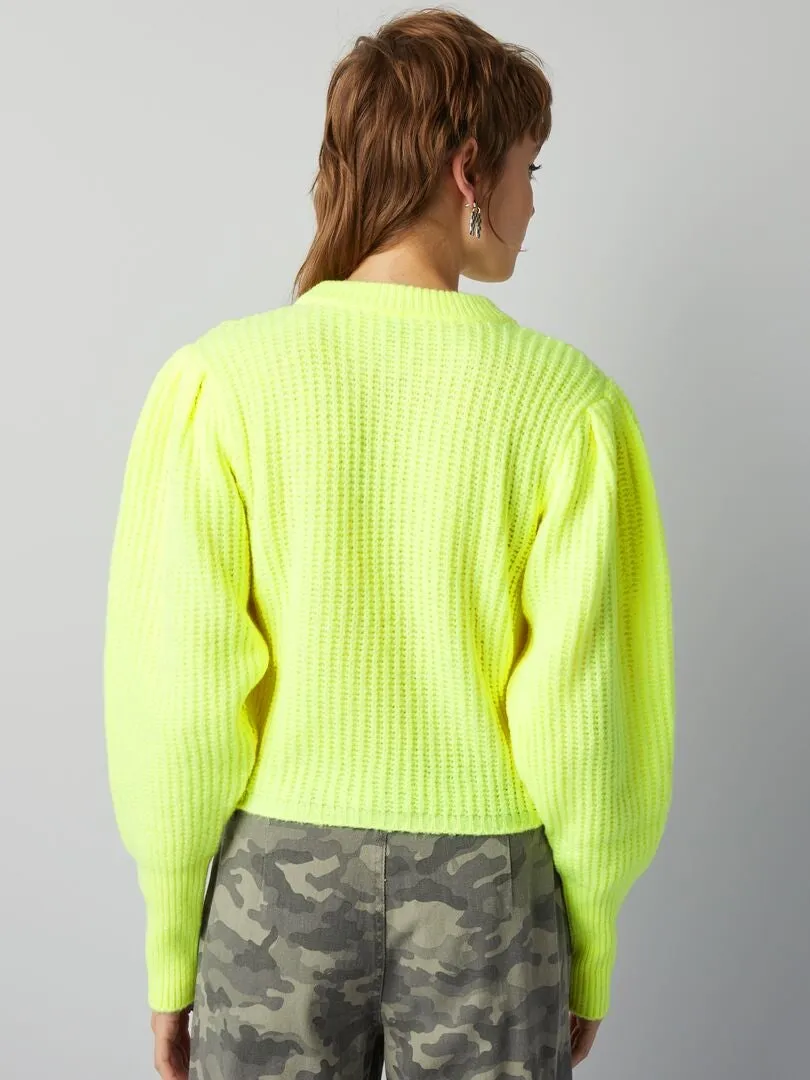 Pull en maille tricot - Jaune
