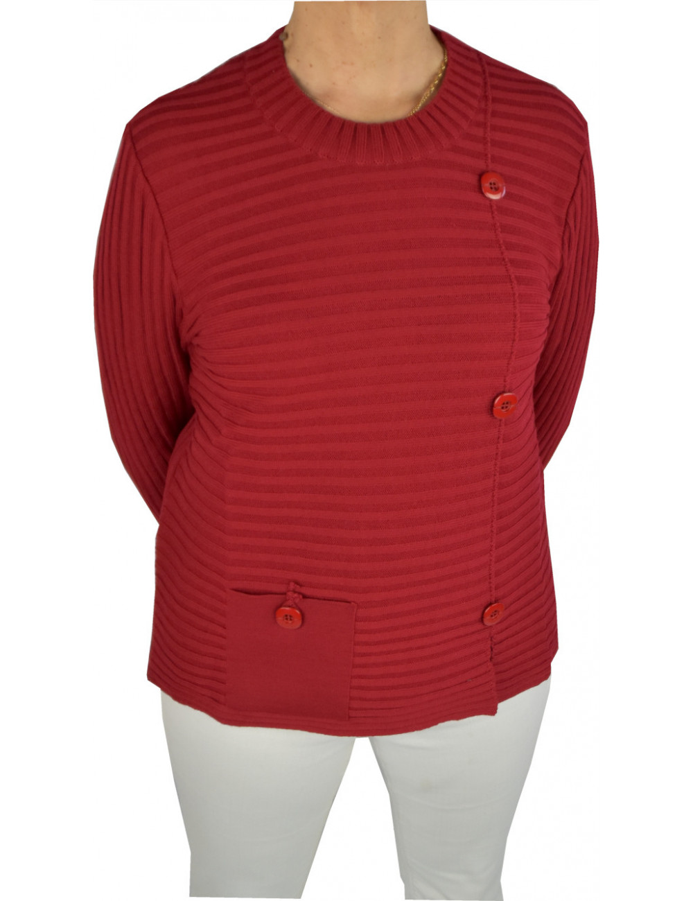 Pull  fantaisie uni Rouge Carmin