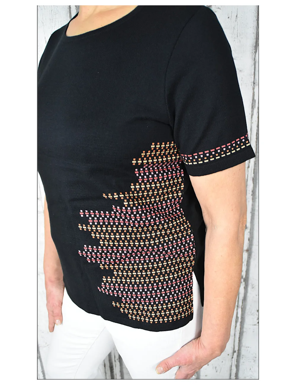Pull  manches courtes en maille Noir