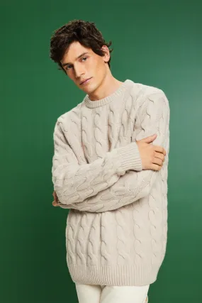 Pull-over en laine à maille torsadée