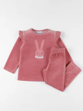Pyjama 2 pièces lapin en velours, Noukie's - Rose