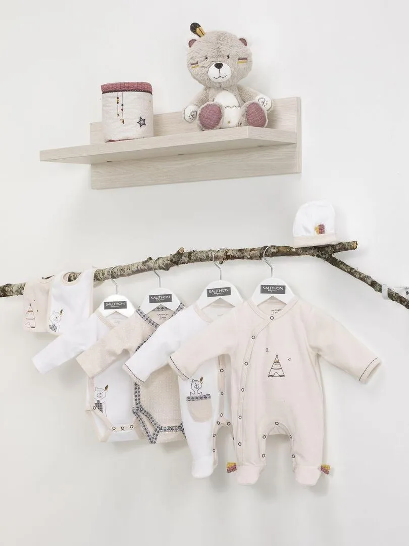Pyjama bébé à manches longues en velours - SAUTHON - Blanc