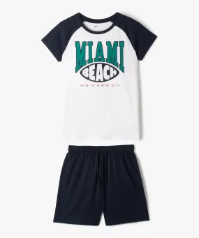 pyjashort imprime depareille garcon blanc pyjamas