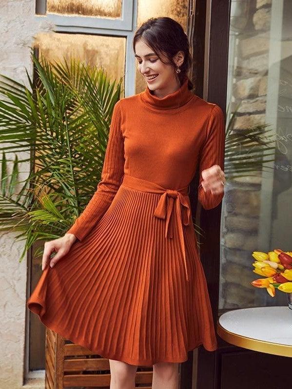 Robe Bohème Hiver Col Roulé
