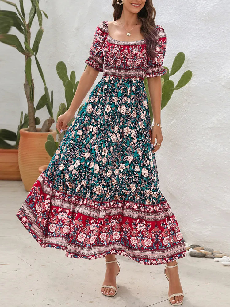Robe bohème plissée à imprimé Floral pour Femmes Ello