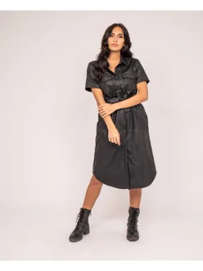 Robe courte simili cuir IRRLY - Noir