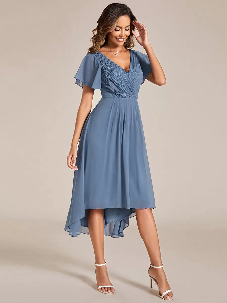 Robe d'invité de mariage chic à col en V