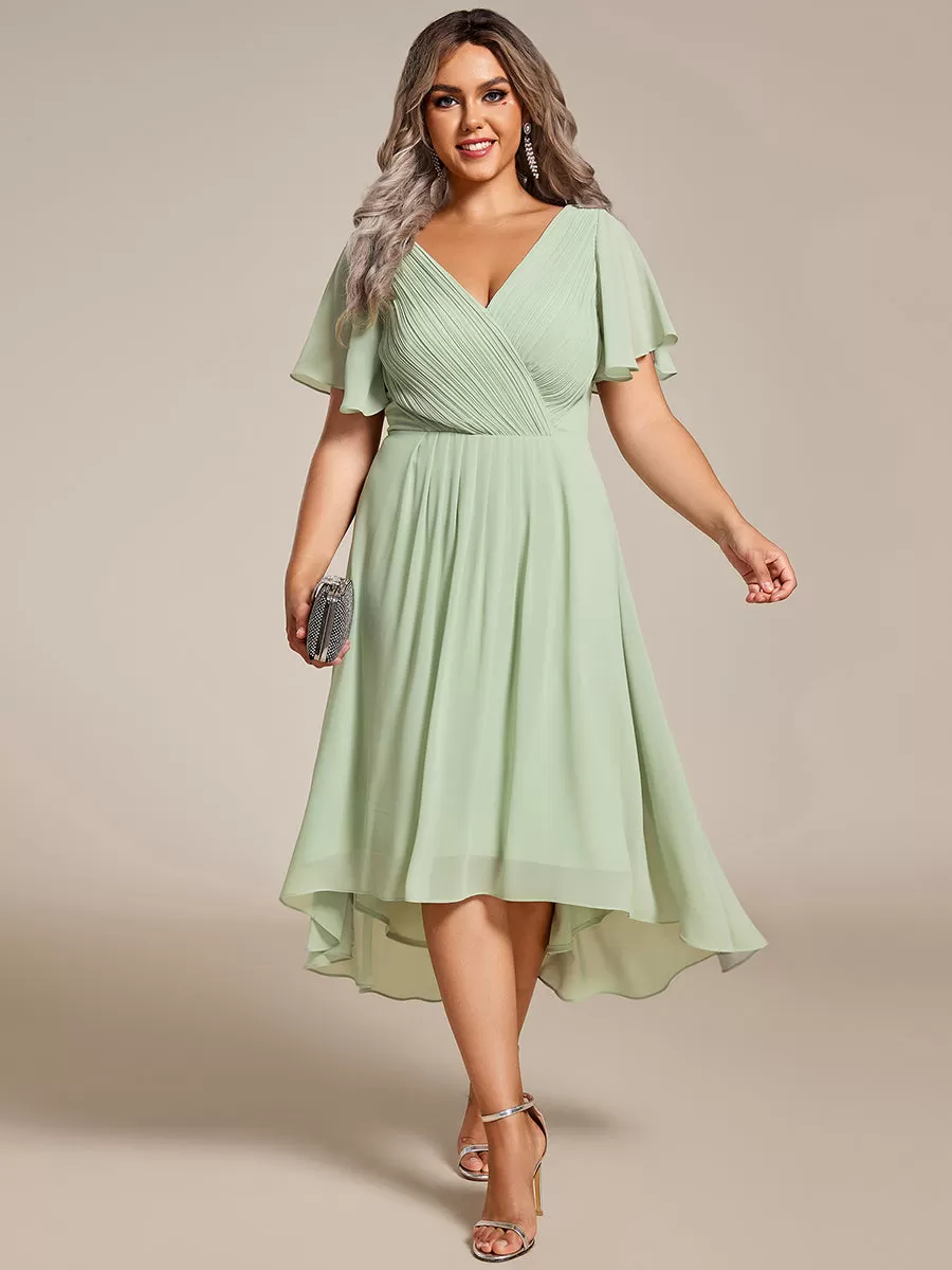 Robe d'invité de mariage chic à col en V