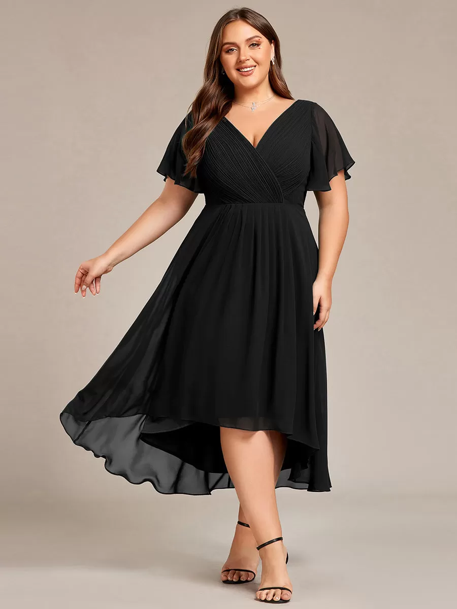 Robe d'invité de mariage chic à col en V