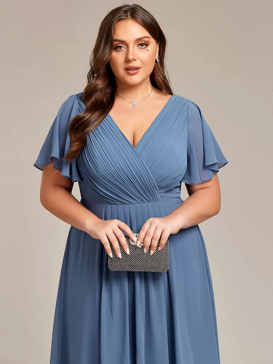 Robe d'invité de mariage chic à col en V