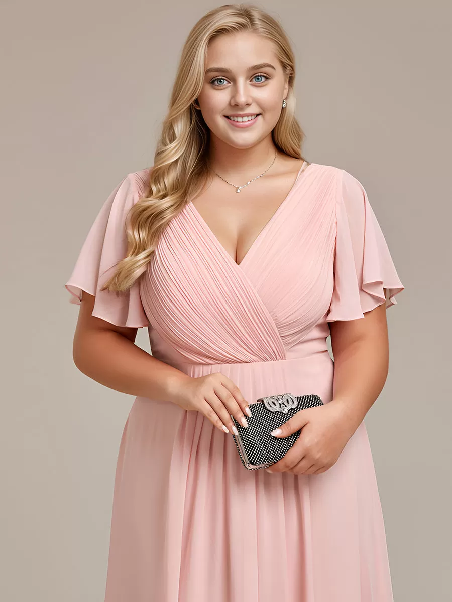 Robe d'invité de mariage chic à col en V