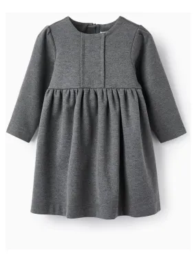 Robe en maille interlock pour bébé fille manches longues  LITERATURE CLUB - Gris