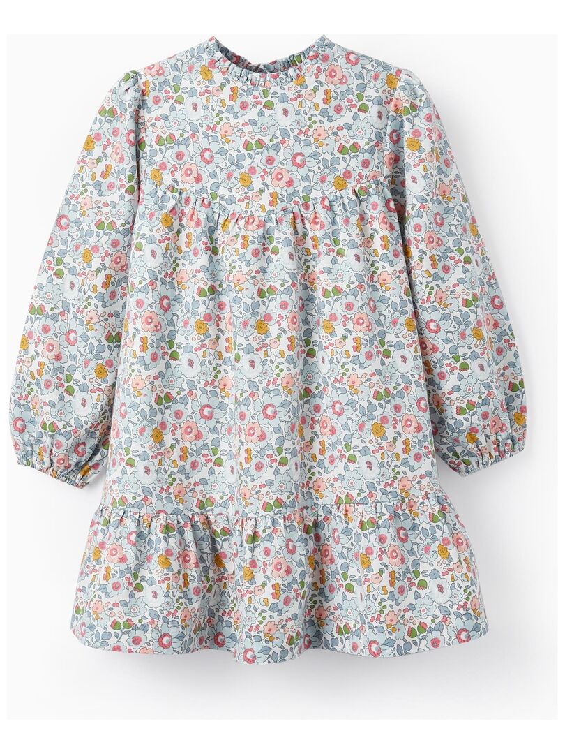 Robe Florale en Coton pour Fille manches longues  ROYALS OFF DUTY - Blanc