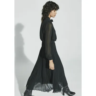 ROBE LONGUE PLISSÉE - NOIR - IKKS WOMEN