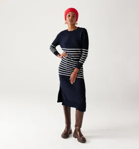 Robe-pull marinière Femme - Rayé écru