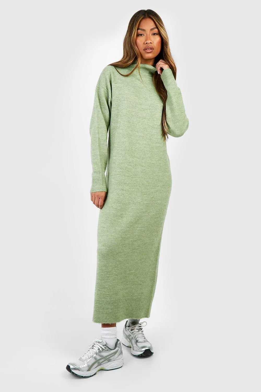 Robe pull mi-longue en maille douce
