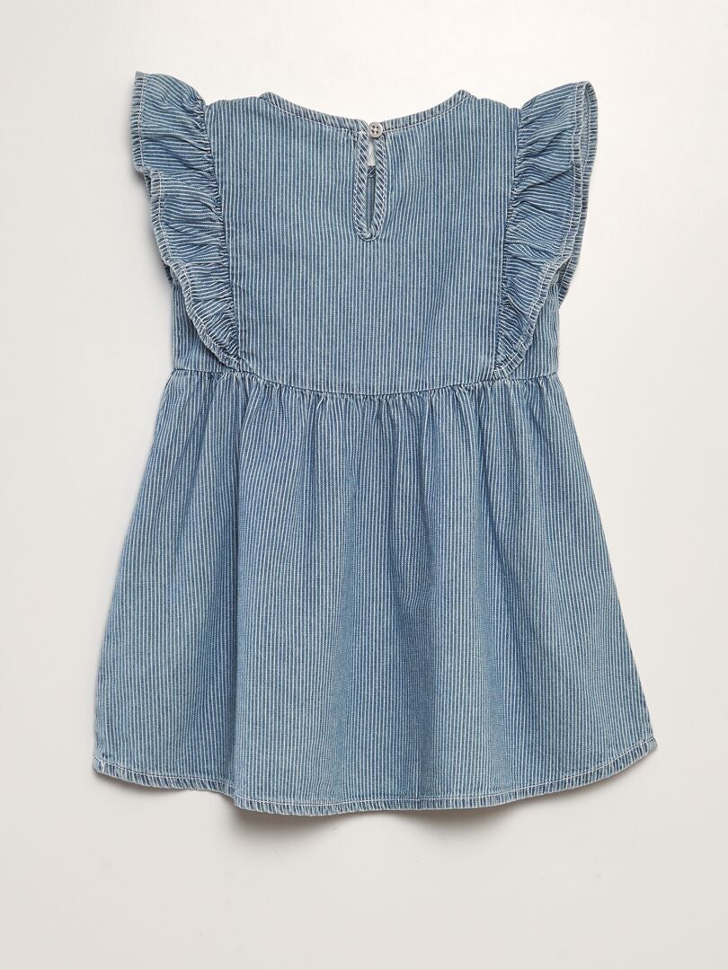 Robe volantée à rayures - Bleu