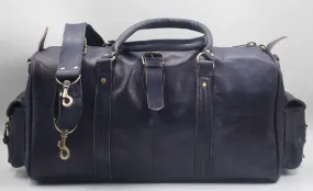 Sac de voyage en Cuir naturel - Bleu - Grand format