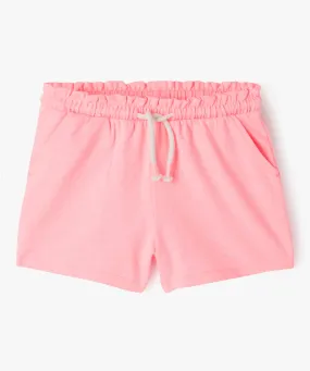 short en maille avec taille elastique fille rose shorts