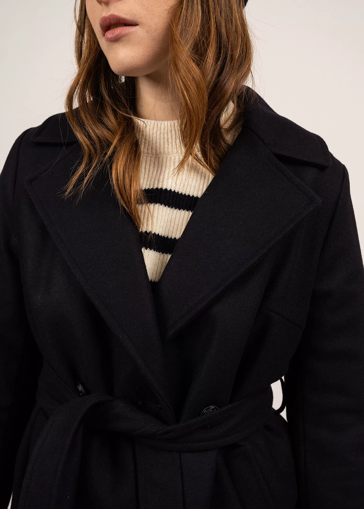 STE LAURY Manteau en drap de laine Col Caban Saint James