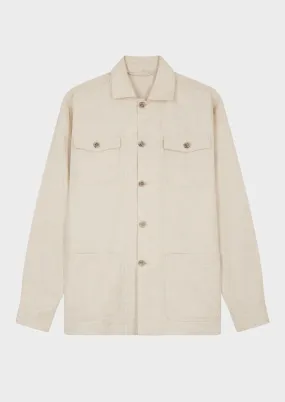 Surchemise Regular en coton et lin unis ficelle