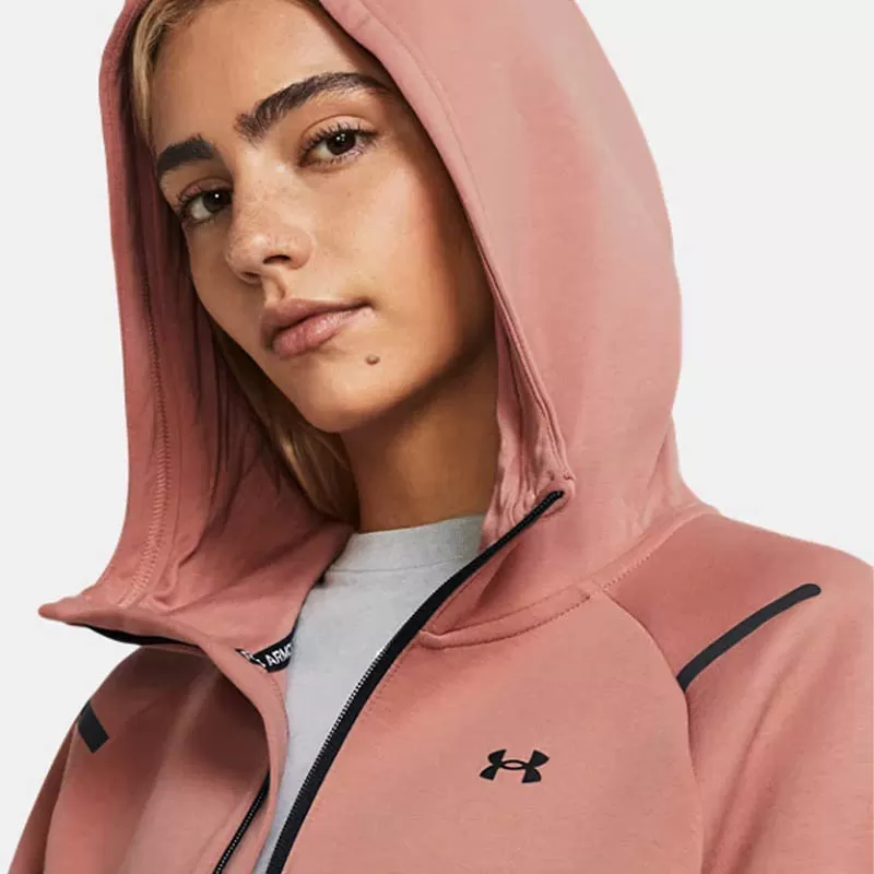 Sweat capuche zippé femme Under Armour Unstoppable Fleece - Rose