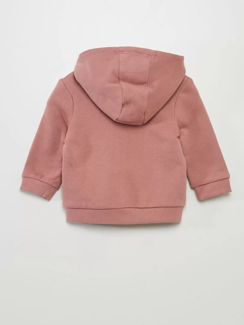 Sweat zippé à capuche - Rose