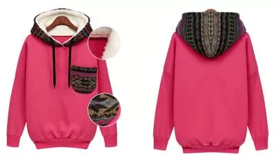 Sweat à Capuche Femme avec Capuche Lignée Polaire Motif Tribal