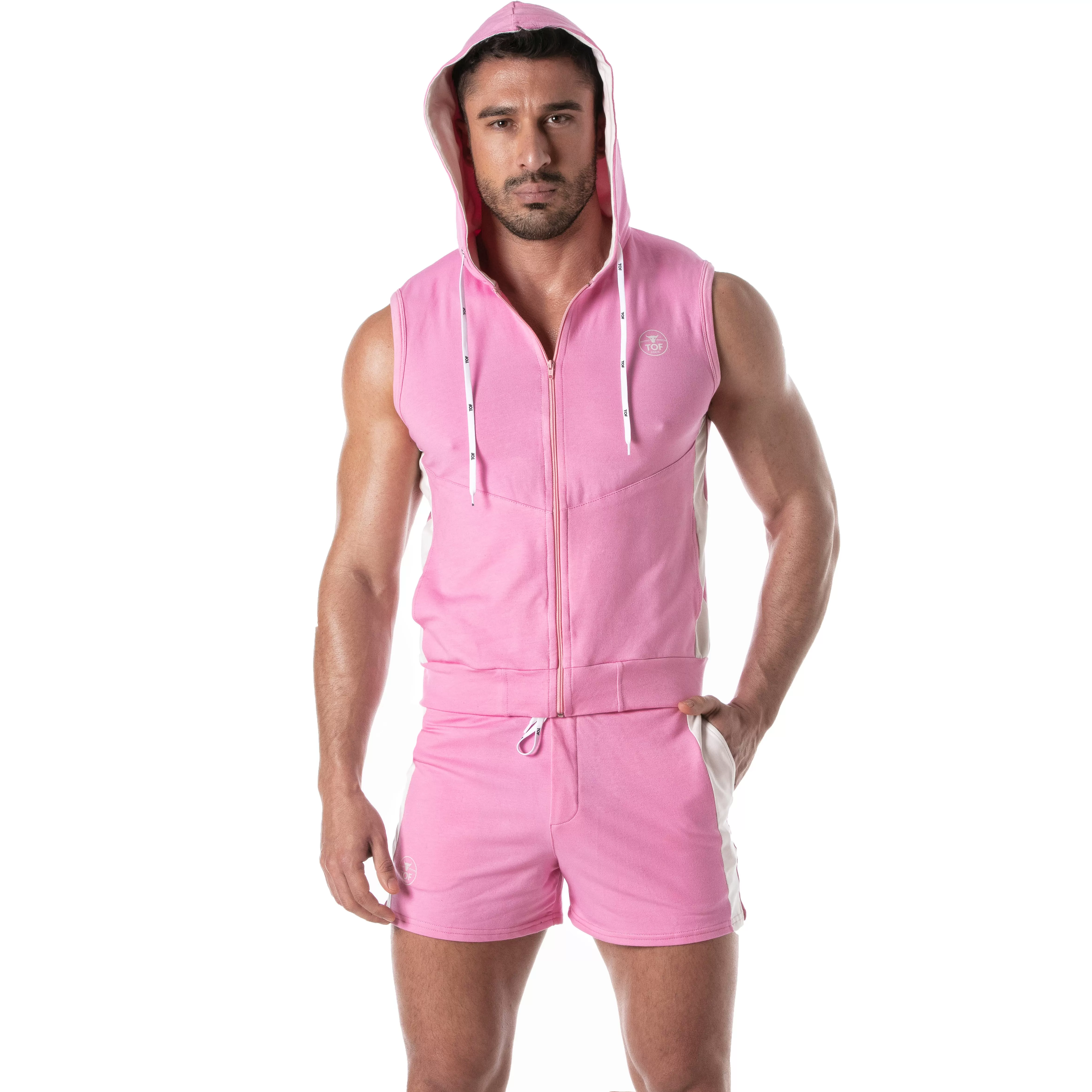 Sweat à capuche zippé sans manches Tof Paris - Rose - TOF Paris : v...
