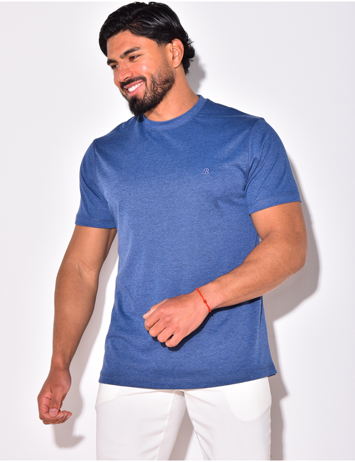 T-shirt basic brodé "B" / 51239 - JEANS INDUSTRY