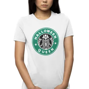 T-Shirt Blanc Femme 100% coton | Coupe Ajustée | Starbucks Halloween Queen