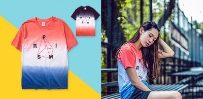 T shirt dégradé bicolore pour homme ou femme imprimé prism