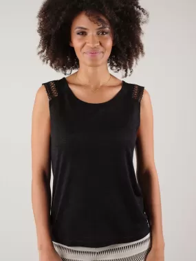 T-shirt en jersey effet lin pour femme 'Deeluxe' - Noir