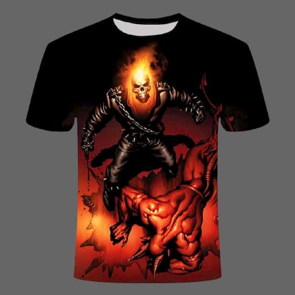 T-shirt Tête de mort en feu